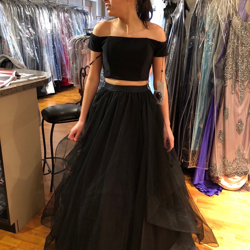 Black two piece prom dress